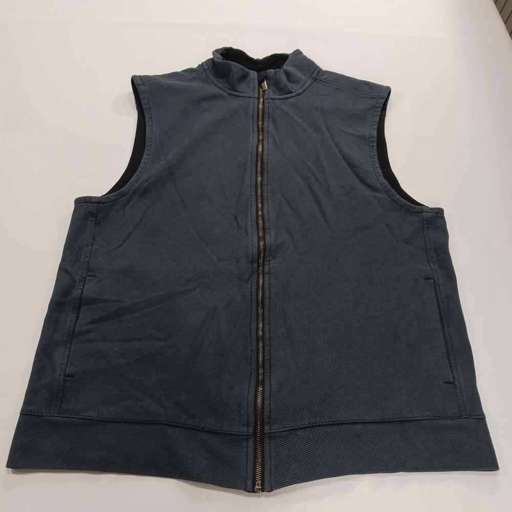 Perry Ellis Men’s Men's Blue Cotton Blend Zip-Up Sleeveless Vest Size XL